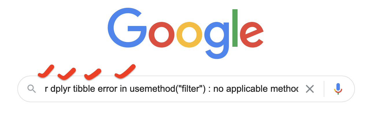 Authoratitive answers to R programming errors are out there in the wild, and these webpages will usually have the following information: R, package name, object type, error message.