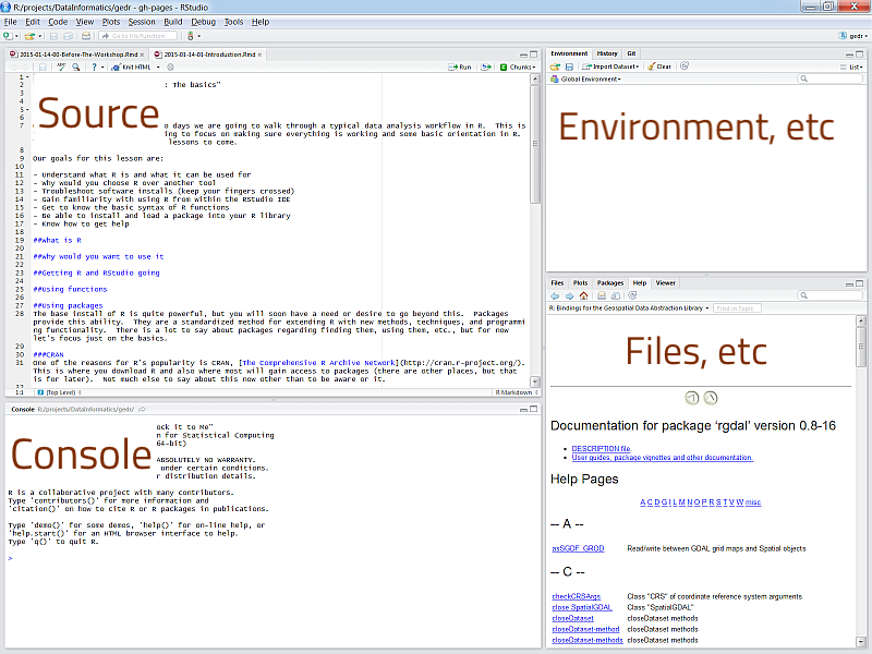 *The RStudio window.*
